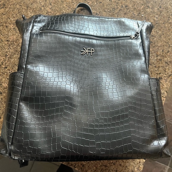 Freshly Picked Minimal Croc Embossed Faux Leather DiaperBackpack